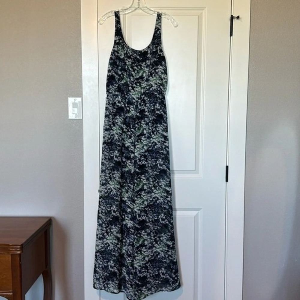 Gianni Bini Jumpsuit Floral Print Black Green White Sleeveless Zip Size S